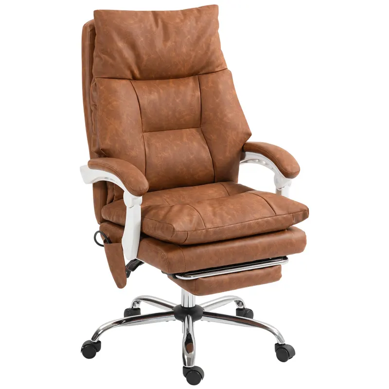HOMCOM Scaun birou ergonomic fotoliu de birou din PU suport lombar gonflabil spătar înclinabil înălțime reglabilă maro | Romania