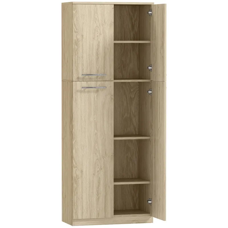 HOMCOM Mobilier de Depozitare cu 2 Dulapuri și Rafturi Reglabile din Lemn Stejar | Romania
