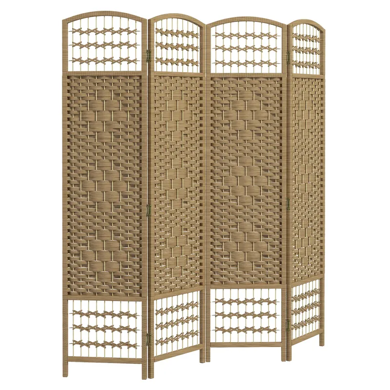 HOMCOM Paravan interior din lemn separator de cameră separator pliabil 4 panouri 160 x 170 cm lemn natural | Romania