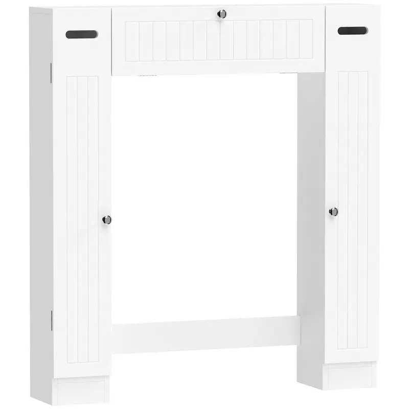 HOMCOM Dulap deasupra toaletei cu 2 dulapuri sertar basculant suport pentru hârtie și rafturi reglabile 88x18x98 cm Alb | Romania