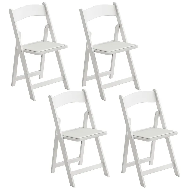 HOMCOM Set de 4 scaune pliabile din rășină și PU, scaune portabile pentru interior și exterior, 45x44x78cm, alb | Romania