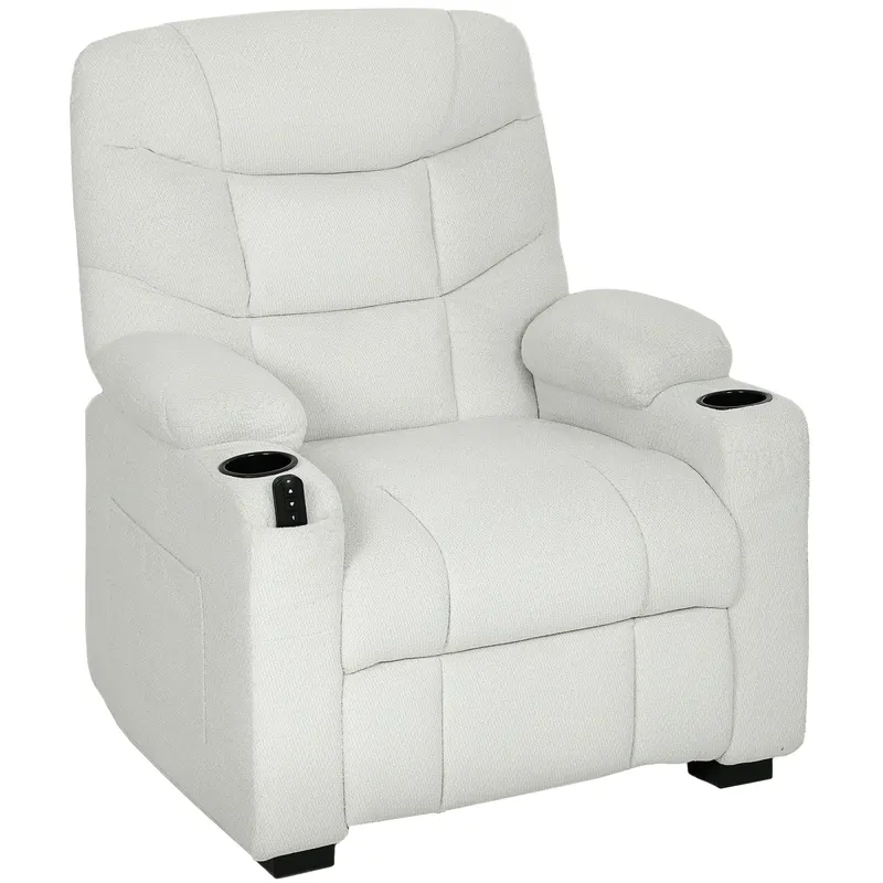 HOMCOM Fotoliu Relax Electric Reclinabil 150° cu Suport pentru Picioare, Funcție Memorie, Telecomandă, din Catifea, Crem | Romania