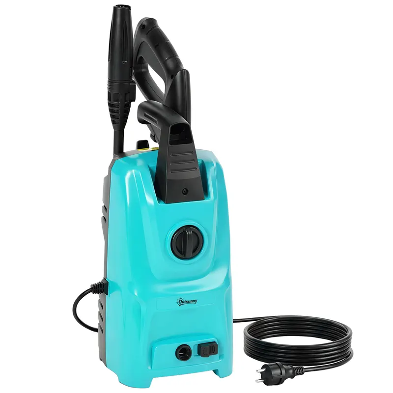 Outsunny Mașină de Spălat cu Presiune 1500 W, 120 Bari, Debit 390 L/h, Electrică cu Duza Reglabilă, Furtun 6 m, Albastru | Romania