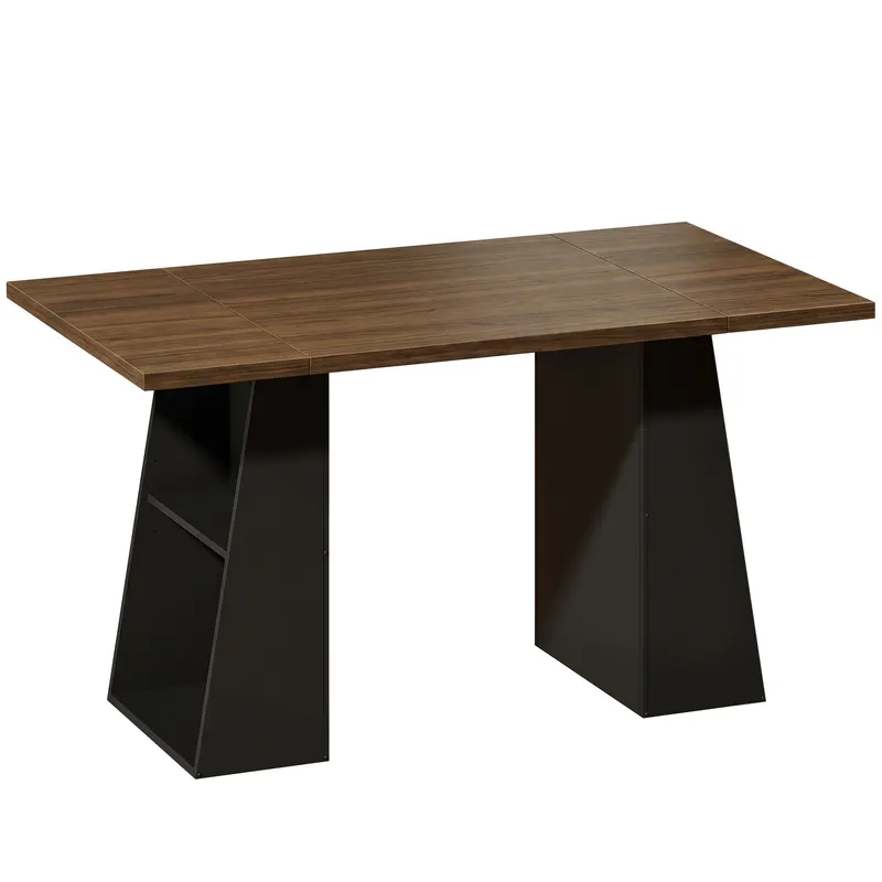 HOMCOM Birou cu 4 polițe deschise, design industrial, 140 cm, Maro-Negru | Romania