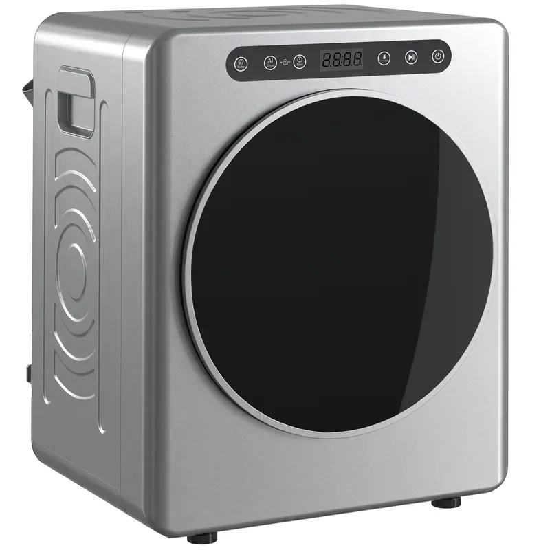 HOMCOM Uscător cu evacuare 5kg, uscător compact independent tip încărcare frontală 1000W cu tambur din oțel inoxidabil, timer, argintiu | Romania
