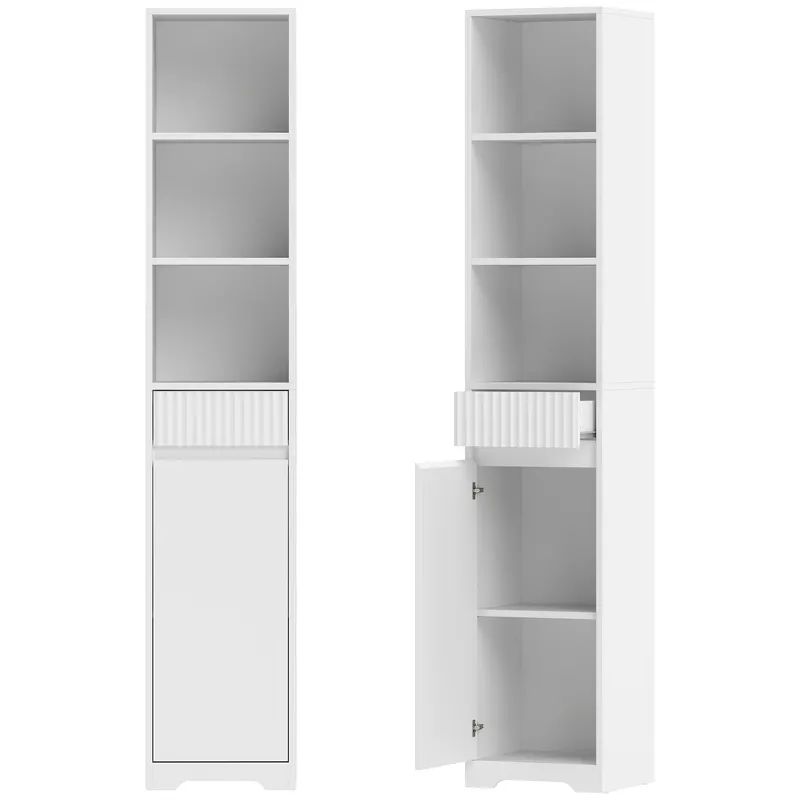 HOMCOM Dulap de Baie Înalt, Dulap Independent cu Raft Reglabil | Romania