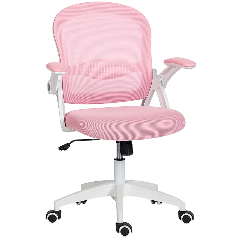 Vinsetto Scaun de Birou Ergonomic, Reglabil, cu Spătar din Plasă și Scaun Captusit, 65.5x61.5x88-97.5 cm, Roz | Romania