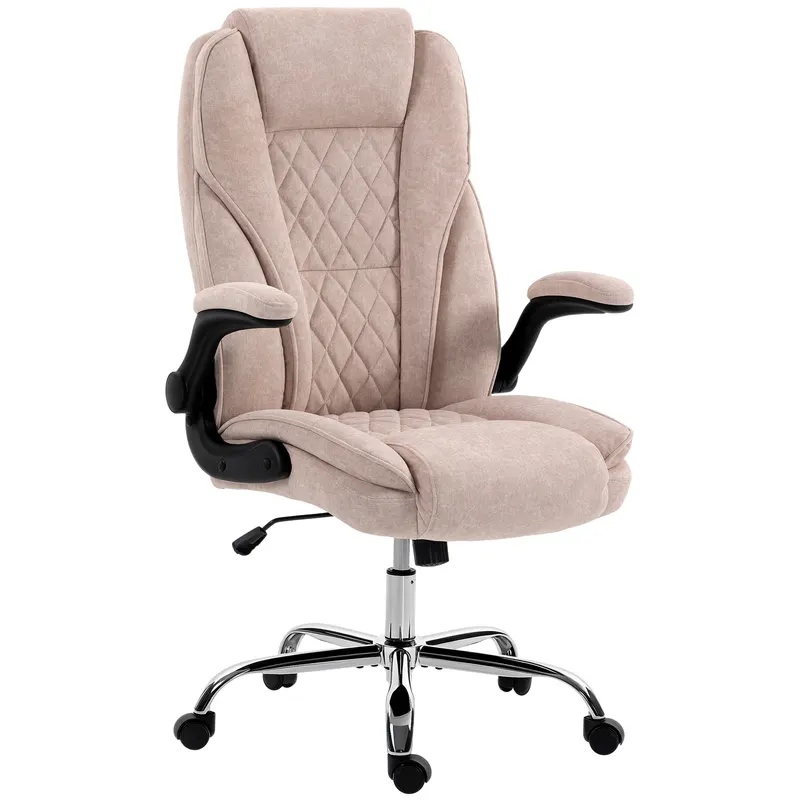 HOMCOM Fotoliu de birou, scaun birou ergonomic, înălțime reglabilă, brațe rabatabile, 70 x 70 x 114-122 cm, roz | Romania