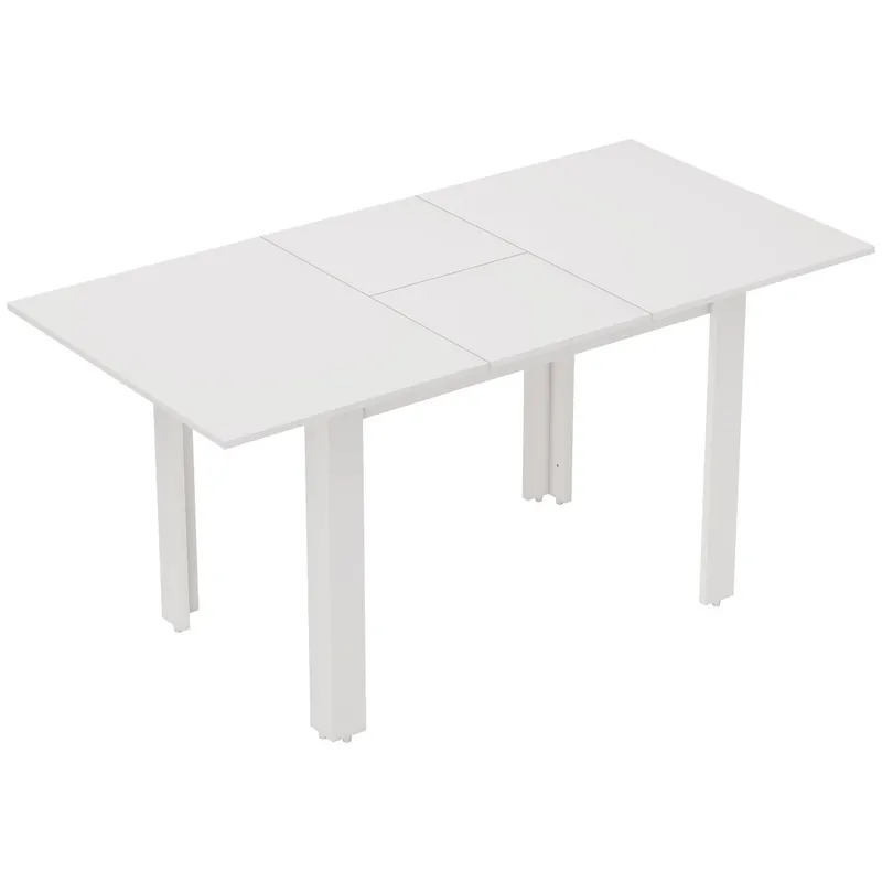 HOMCOM Masă extensibilă, 120-160 x 70 cm, masă reglabilă de bucătărie pentru 4-6 persoane, MDF, alb lucios | Romania