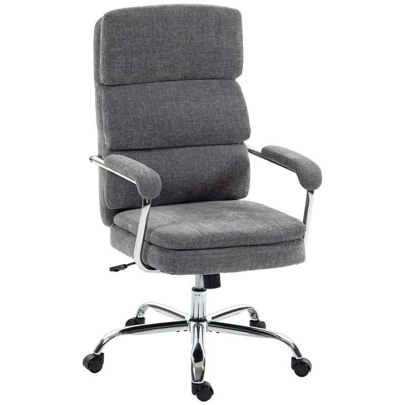 HOMCOM Scaun home office, scaun de birou reglabil pe înălțime, rotativ 360° pentru biroul de acasă, Gri | Romania