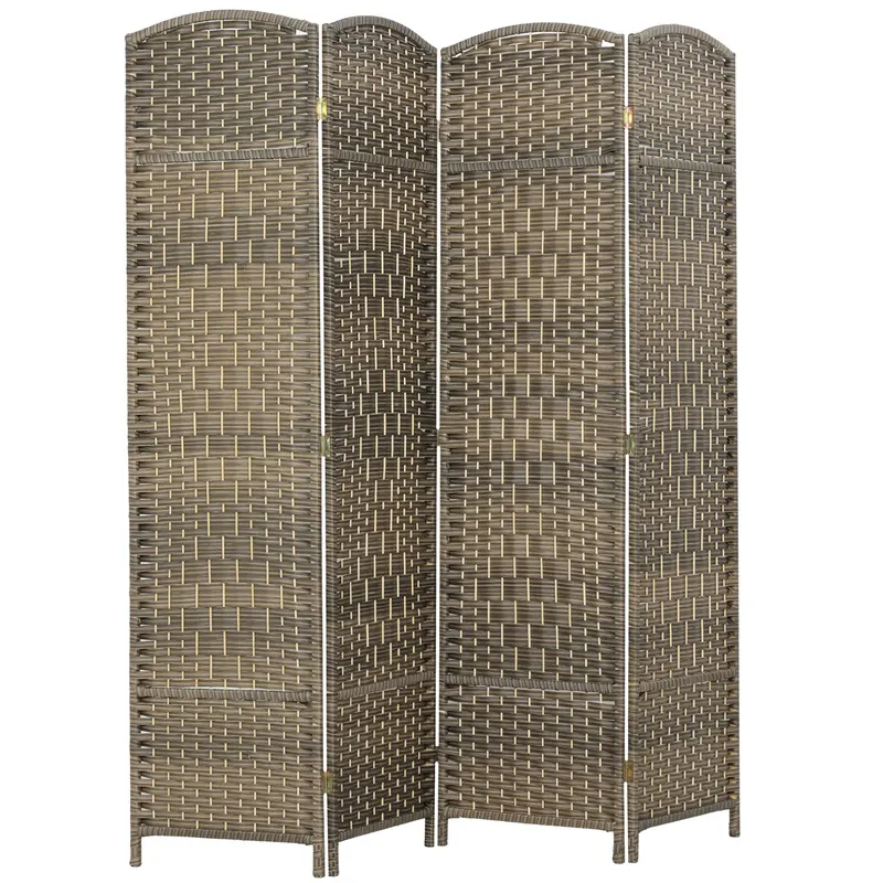 HOMCOM Paravan interior din lemn 4 panouri separator de cameră pliabil pentru living dormitor 180 x 180 cm stejar închis | Romania
