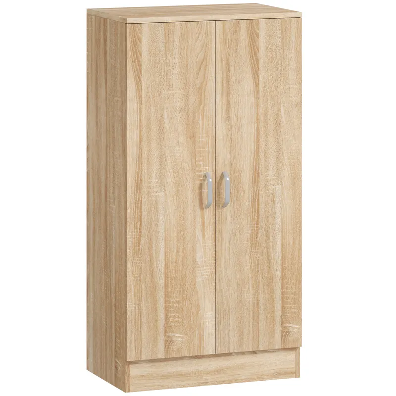 HOMCOM Dulap pantofi cu 2 uși, 6 rafturi reglabile, balamale soft-close pentru 14 perechi, lemn natural | Romania