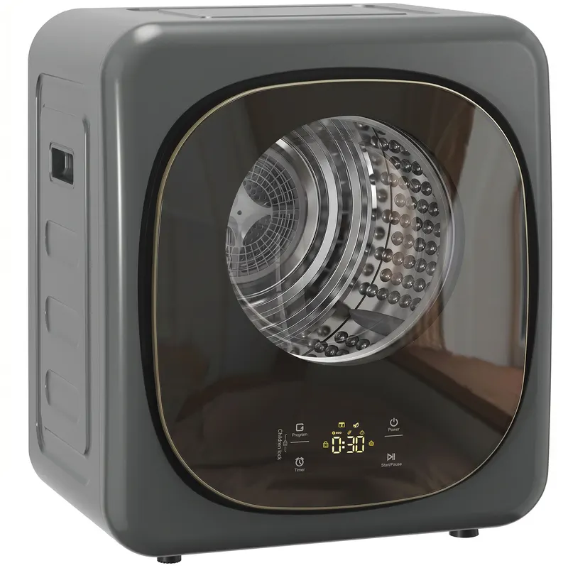 HOMCOM Uscător de rufe 4 kg, design compact, 5 moduri, timer, Gri+Negru | Romania