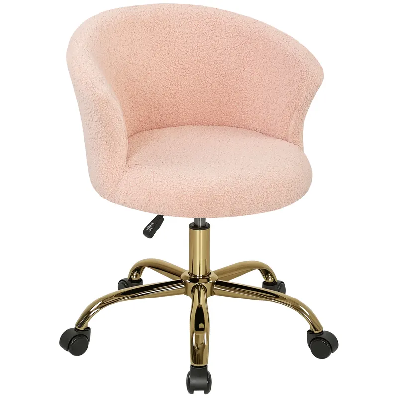 Vinsetto Fotoliu de birou, fotoliu ergonomic reglabil în înălțime, șezut rotativ, picior din oțel, roz | Romania