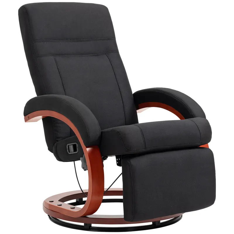 HOMCOM Fotoliu relax cu funcție de înclinare, fotoliu TV cu spătar înalt, cotiere ergonomice, suport picioare, bază din lemn, aspect in | Romania