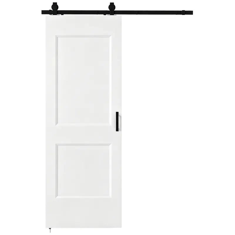 HOMCOM Ușă Culisantă de Interior din Lemn de Pin cu Șină Silențioasă, Ghidaj, Kit Accesorii, Alb | Romania