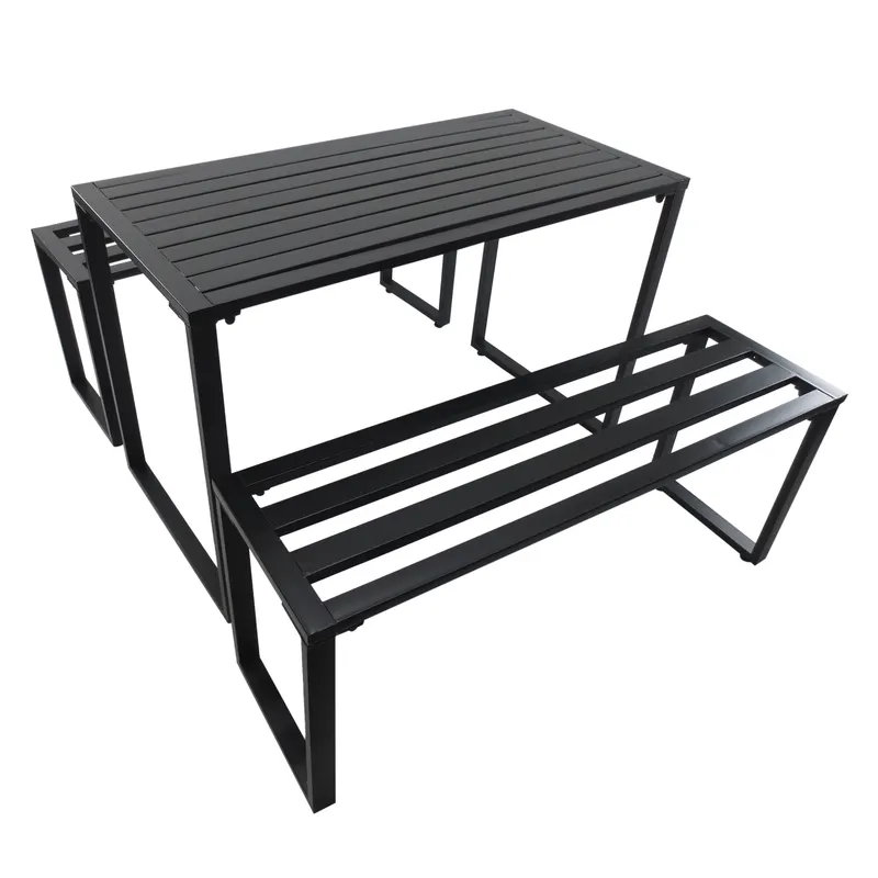 Outsunny Set da Picnic/Giardino/BarbecueTavolo con Panche in Metallo Nero