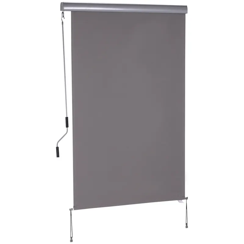 Outsunny Copertină Retractabilă Manuală pentru Terasă, Protecție Solară, 120x200cm, Gri | Romania