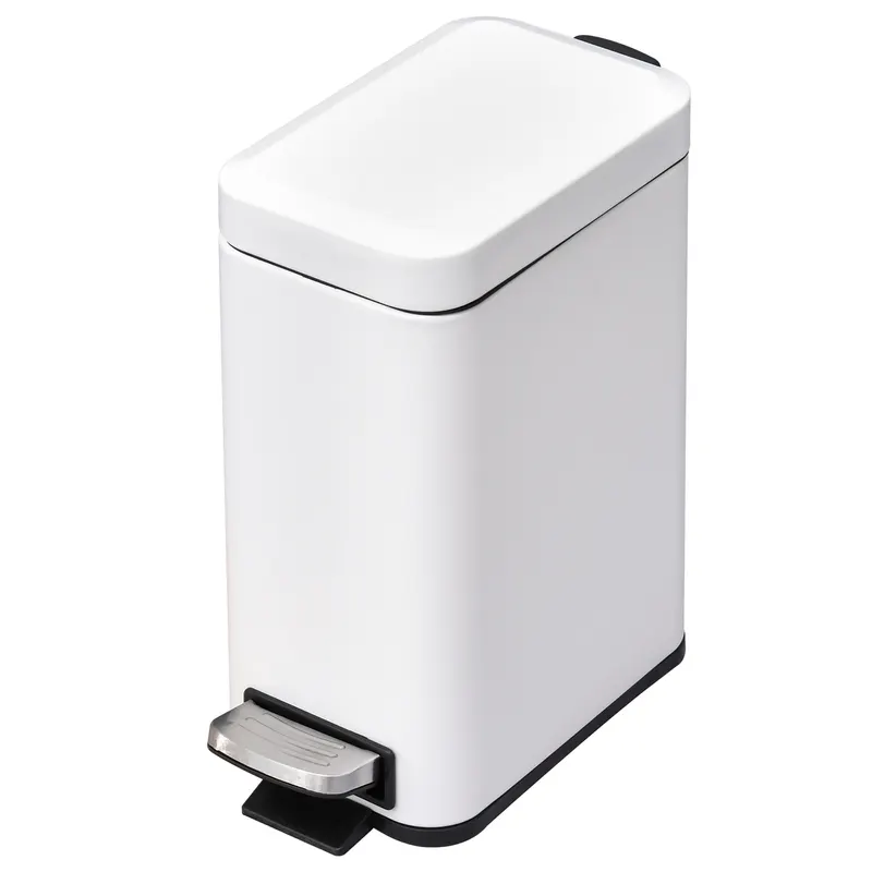 HOMCOM Cos de Gunoi cu pedala Pentru Bucatrie, Cos Igienic si confortabil, Capacitate 5 l, 29.2 x 14 x 32 cm, Metal, Alb