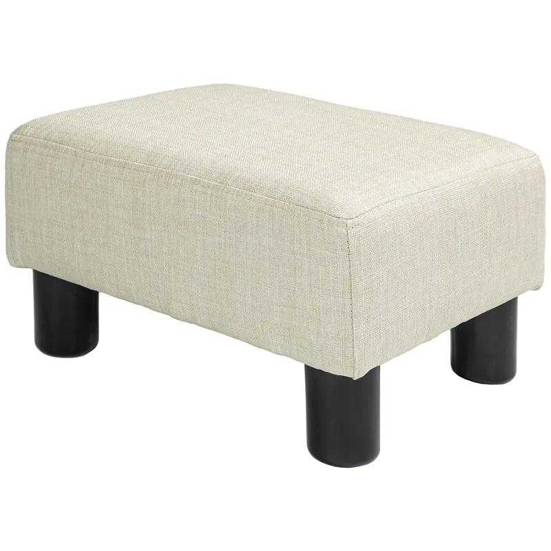HOMCOM Puf suport pentru picioare taburet jos din țesătură de in capacitate de încărcare 110 kg 40 x 30 x 24 cm bej | Romania
