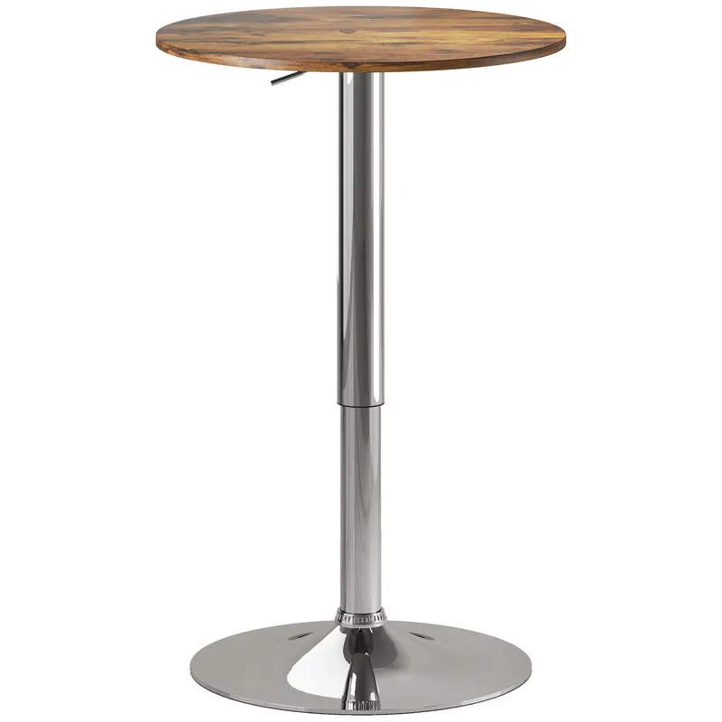 HOMCOM Masă de bar Masă bistro Masă înaltă Înălțime reglabilă 67-93 cm Blat pivotant 360° maro | Romania