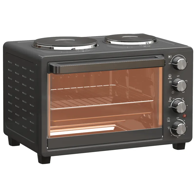 HOMCOM Cuptor Electric de Masă 28L 2600W cu Plăci de Încălzire Temperatură Reglabilă Cronometru Tavă Negru | Romania