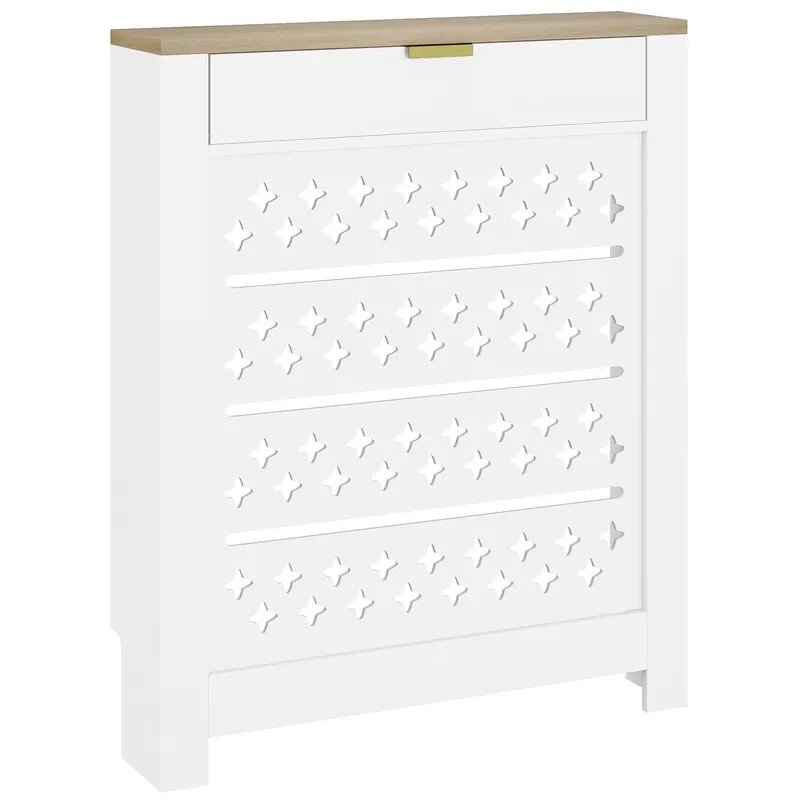 HOMCOM Capac pentru calorifer, mască pentru calorifer cu dulap rabatabil și poliță superioară, 78 x 19 x 95,5 cm, alb | Romania