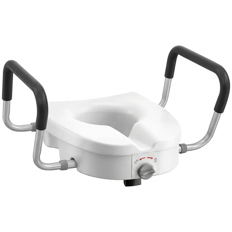 HOMCOM Înălțător WC pentru Vârstnici din HDPE cu Mânere Antialunecare, Lățime Reglabilă, Capacitate 136 kg, Alb | Romania