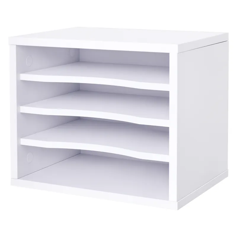 Vinsetto Organizator birou lemn alb cu 4 niveluri suport imprimantă dim. 35,5L x 25l x 28,6H cm | Romania