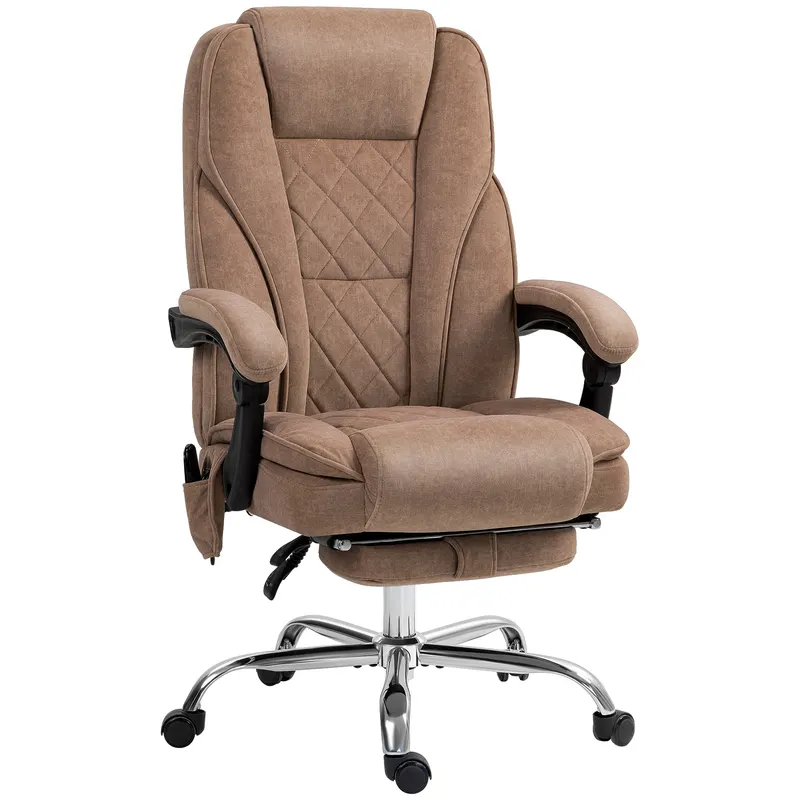 Vinsetto Scaun de birou ergonomic cu funcție de masaj, suport pentru picioare, rotativ, pe role, Maro | Romania