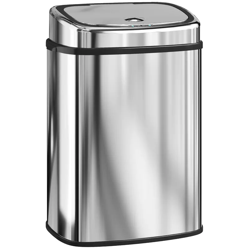 HOMCOM Coș de gunoi cu senzor infraroșu 50L, 2 moduri de deschidere, oțel inoxidabil, argintiu | Romania