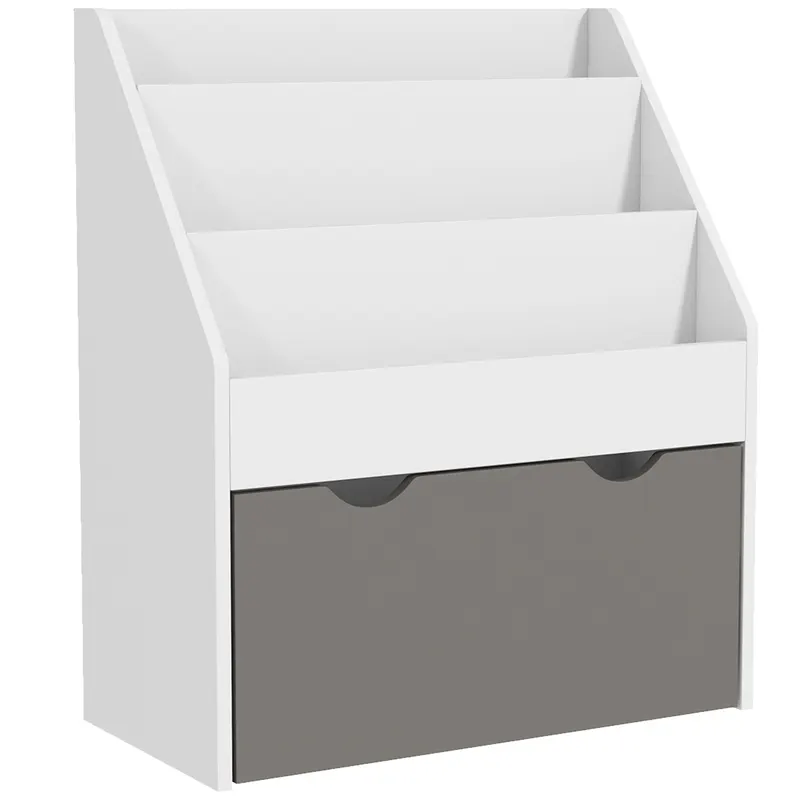 AIYAPLAY Bibliotecă pentru Copii 3-8 Ani cu 3 Rafturi și Sertar Inferior, din MDF, 62.5x30x70 cm, Gri | Romania