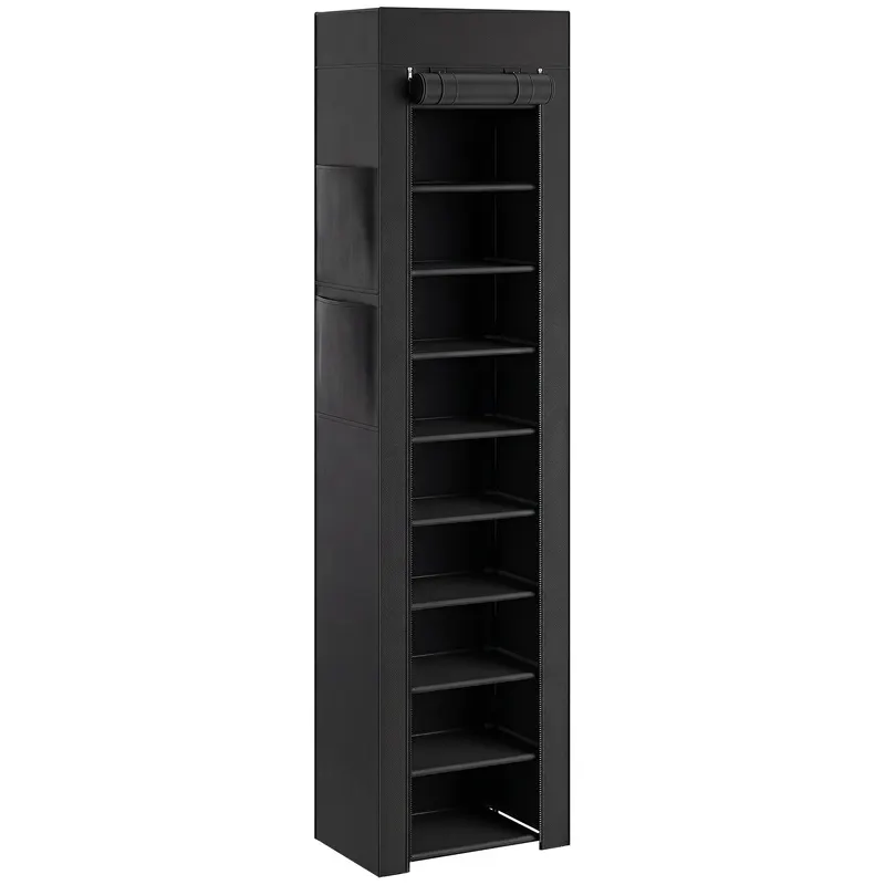 HOMCOM Pantofar 10 Etajere, Cover Antipraf, 20 Perechi, 45 x 30 x 175 cm, Negru | Romania