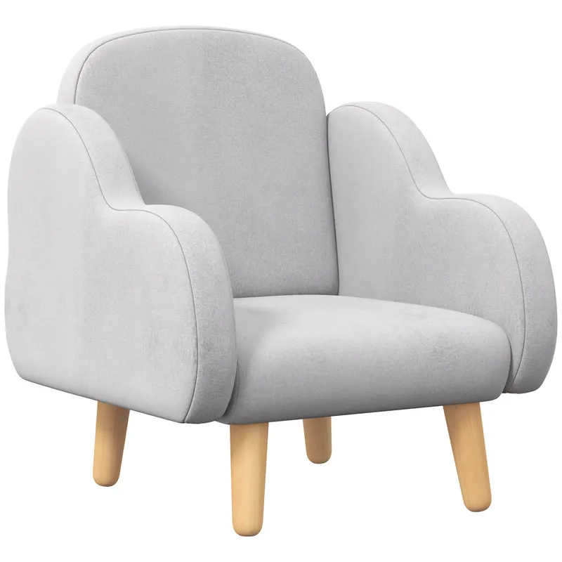 ZONEKIZ Fotoliu pentru Copii în Stil Scandinav cu Cotiere, Fotoliu din Material Textil pentru Copii până la 3 ani, 46x51x55 cm, Gri | Romania