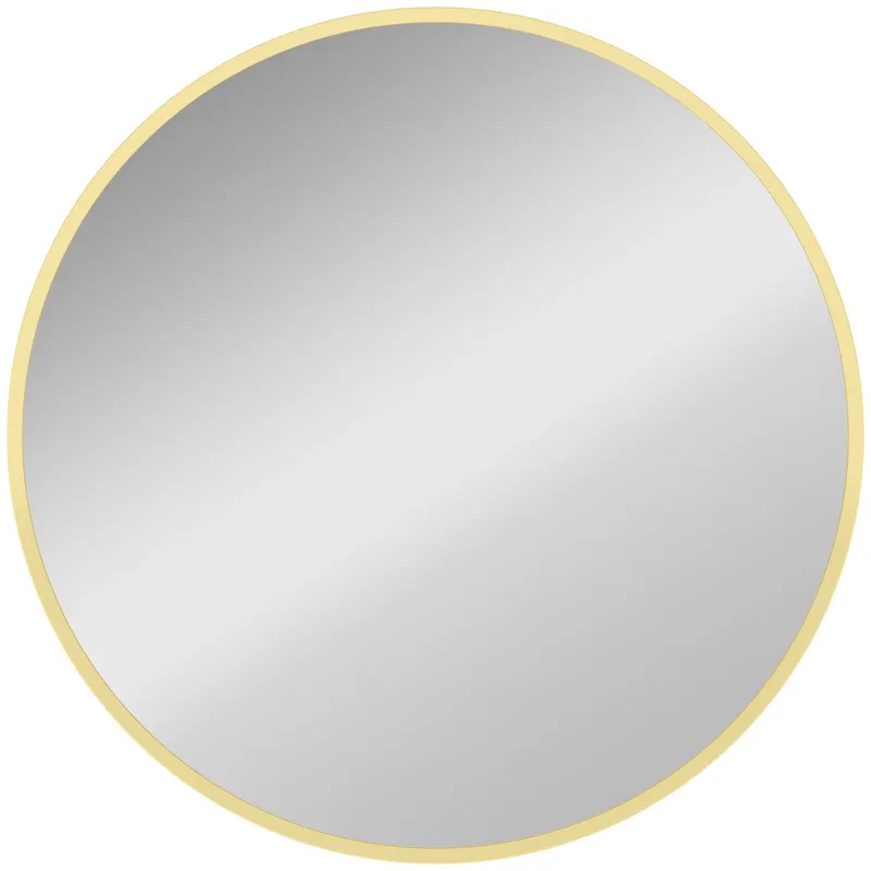 HOMCOM Oglindă de perete rotundă Ø 61 cm, ramă din aliaj de aluminiu, pentru baie, dormitor, living, hol, auriu | Romania