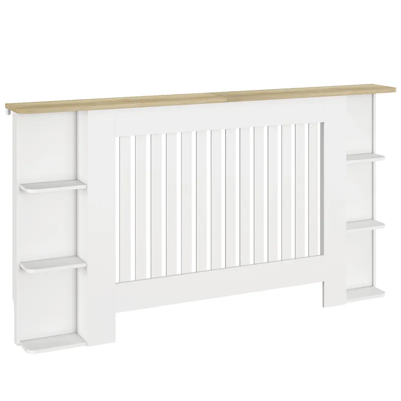 HOMCOM Acoperire Radiator cu Rafturi din MDF, Design Modern cu Șipcă, pentru Living și Dormitor, 152x19x83 cm, Alb | Romania