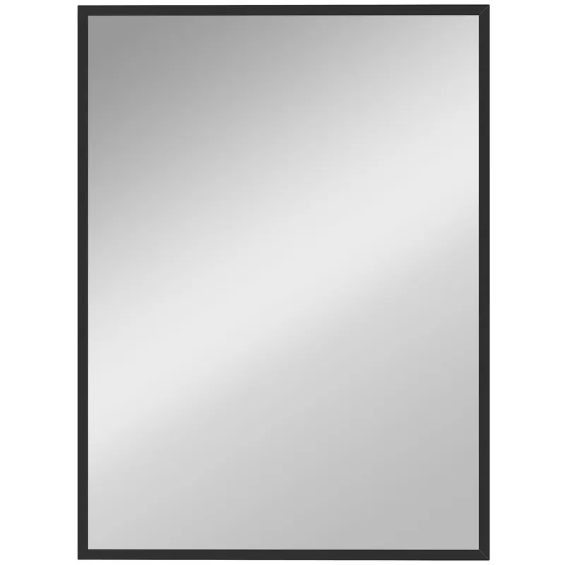 HOMCOM Oglindă de perete dreptunghiulară 76 x 101 cm, ramă din lemn negru, ideală pentru baie, living sau dormitor | Romania