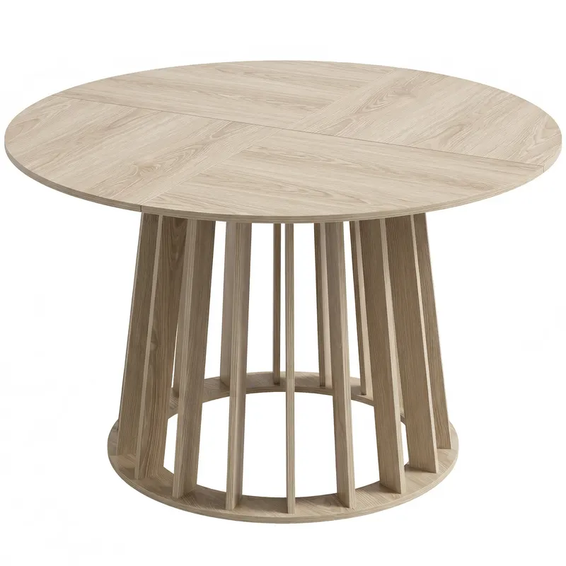 HOMCOM Masă rotundă pentru 4–6 persoane, Ø 120 x 75 cm, masă de bucătărie cu picior din șipcă rezistent, lemn natural | Romania
