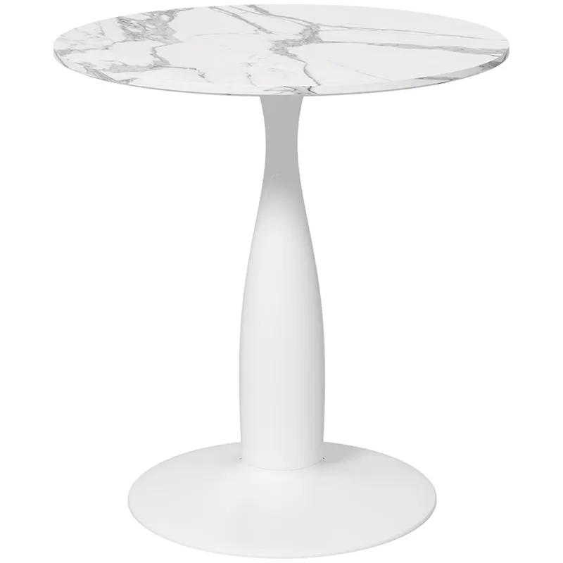 HOMCOM Masă rotundă, oțel vopsit electrostatic, MDF cu melamină, picioare antiderapante, 70 x 74 cm, Alb | Romania