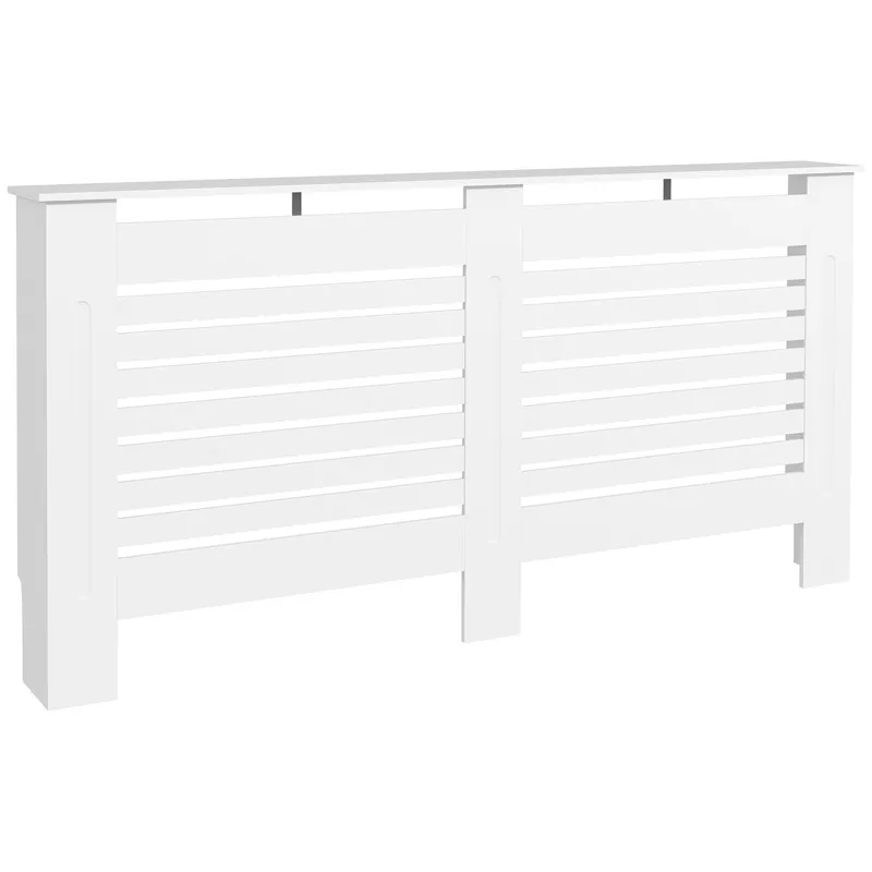 HOMCOM Mască de Calorifer cu Lamele și Raft din Lemn Alb 152x19x81 cm | Romania