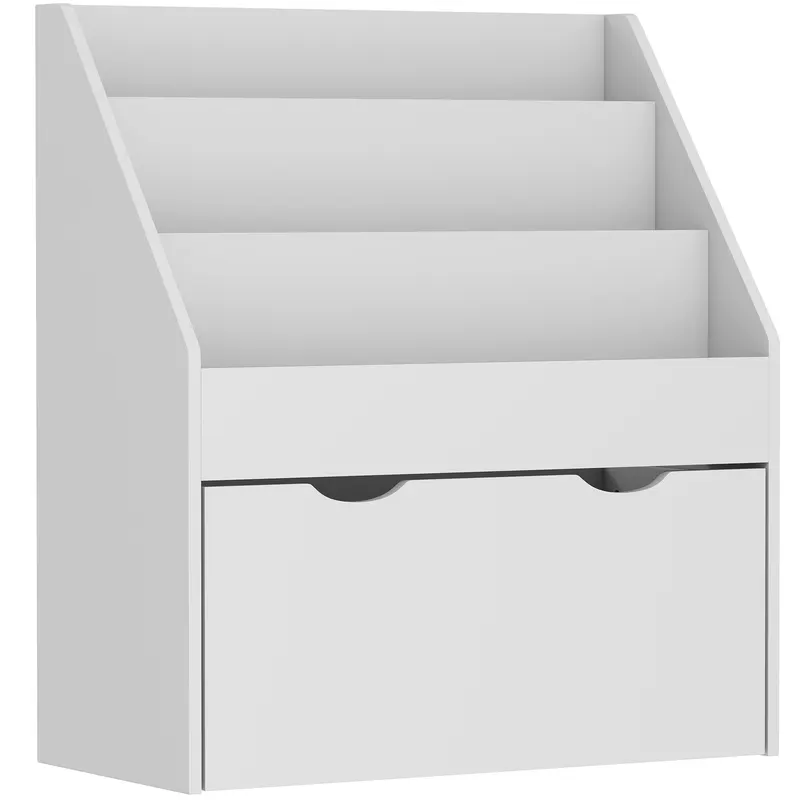 AIYAPLAY Bibliotecă pentru copii Multi-Depozitare cu 3 niveluri de rafturi și un sertar, 62,5L x 30l x 70H cm, gri | Romania