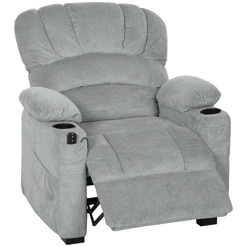 HOMCOM Fotoliu Relax Electric Reclinabil 150° cu Suport pentru Picioare, Șezut Lat, Silențios, Catifea, Gri | Romania