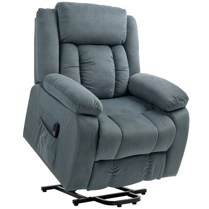 HOMCOM Fotoliu cu funcție de ridicare și tapițerie moale, fotoliu recliner cu telecomandă și buzunare laterale, gri | Romania