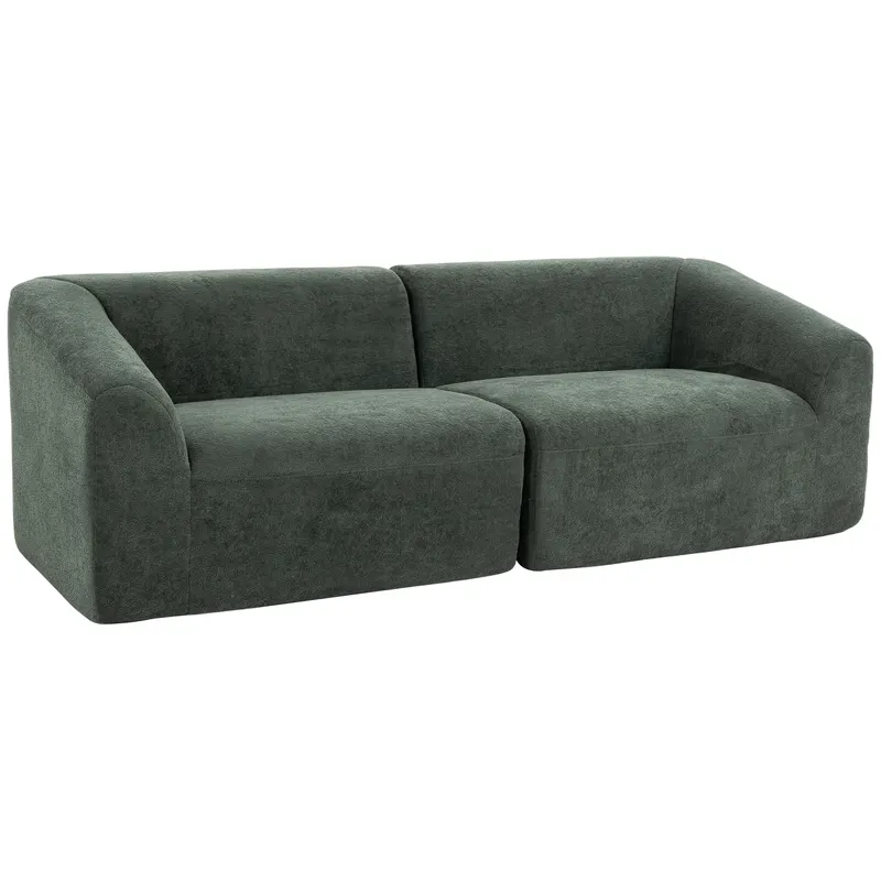 HOMCOM Canapea 3 locuri din chenille 225 cm, canapea de living modernă căptușită, șezut lat, pernă cu arcuri, verde închis | Romania
