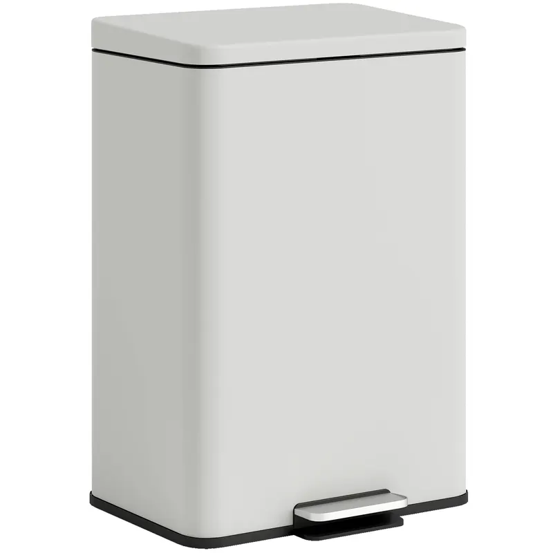 HOMCOM Coș de gunoi de bucătărie 20 L din metal, coș cu pedală, capac cu închidere moale, crem | Romania