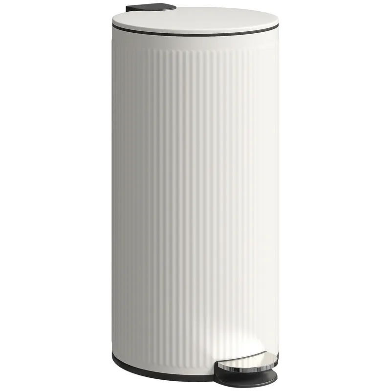 HOMCOM Coș de gunoi 30 L cu capac soft-close, metal și PP, crem | Romania