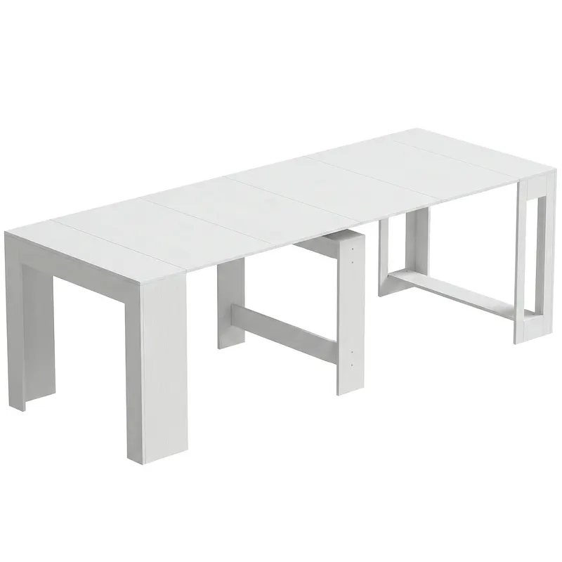 HOMCOM Masă Extensibilă Convertibilă în Consolă pentru 10 Persoane, PAL, Oțel, 240 x 90 x 78 cm, Alb | Romania