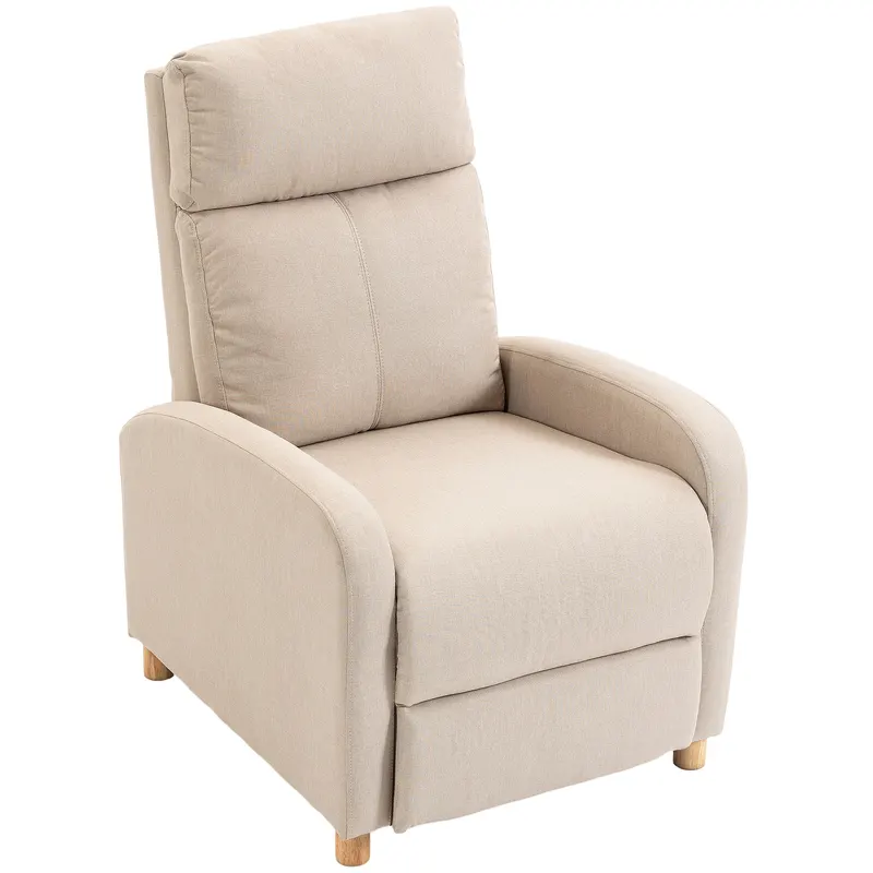 HOMCOM Fotoliu Recliner cu Suport pentru Picioare, Arcuri în Saci, Țesătură In, 87x67x102 cm, Bej | Romania