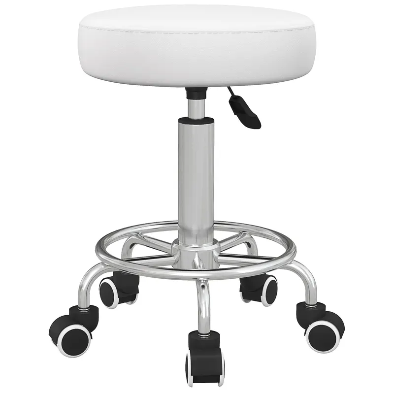 Vinsetto Scaun de salon, reglabil pe înălțime, piele ecologică, până la 110 kg, Ø42x50-64H cm, Alb | Romania