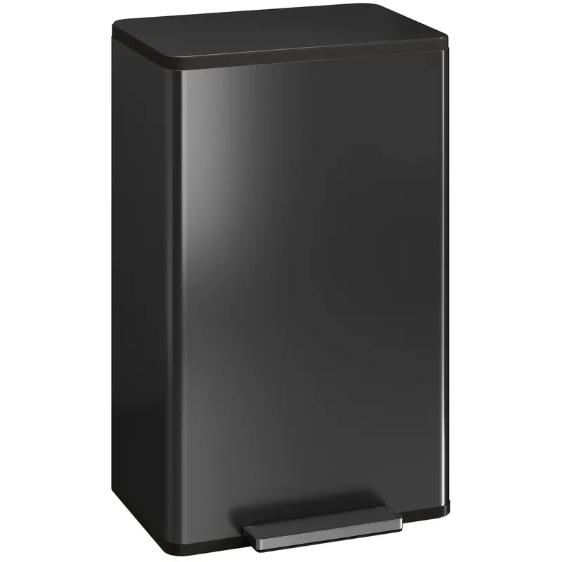 HOMCOM Coș de gunoi pentru bucătărie 45 Litri Treteimer coș cu pedală pentru bucătărie cu capac Soft-Close, coș interior detașabil | Romania